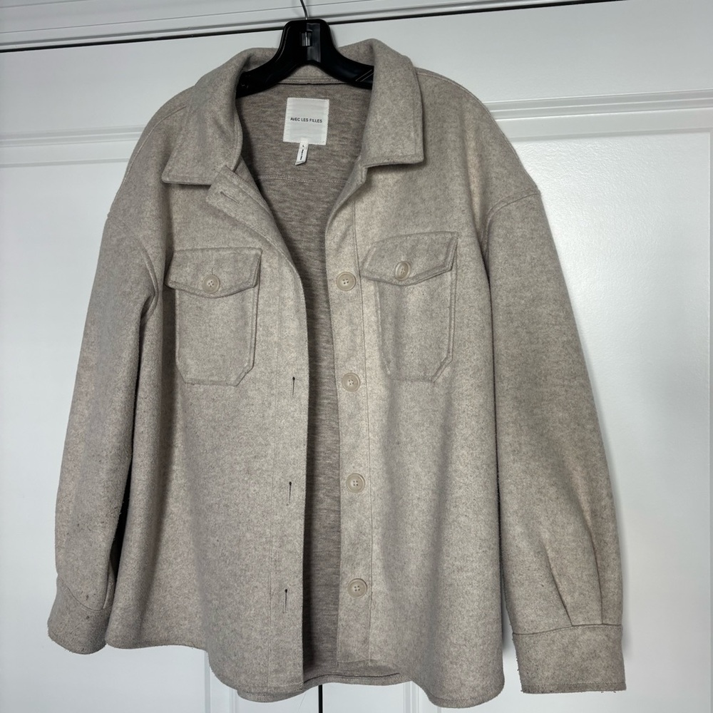Oversized fleece shirt jacket